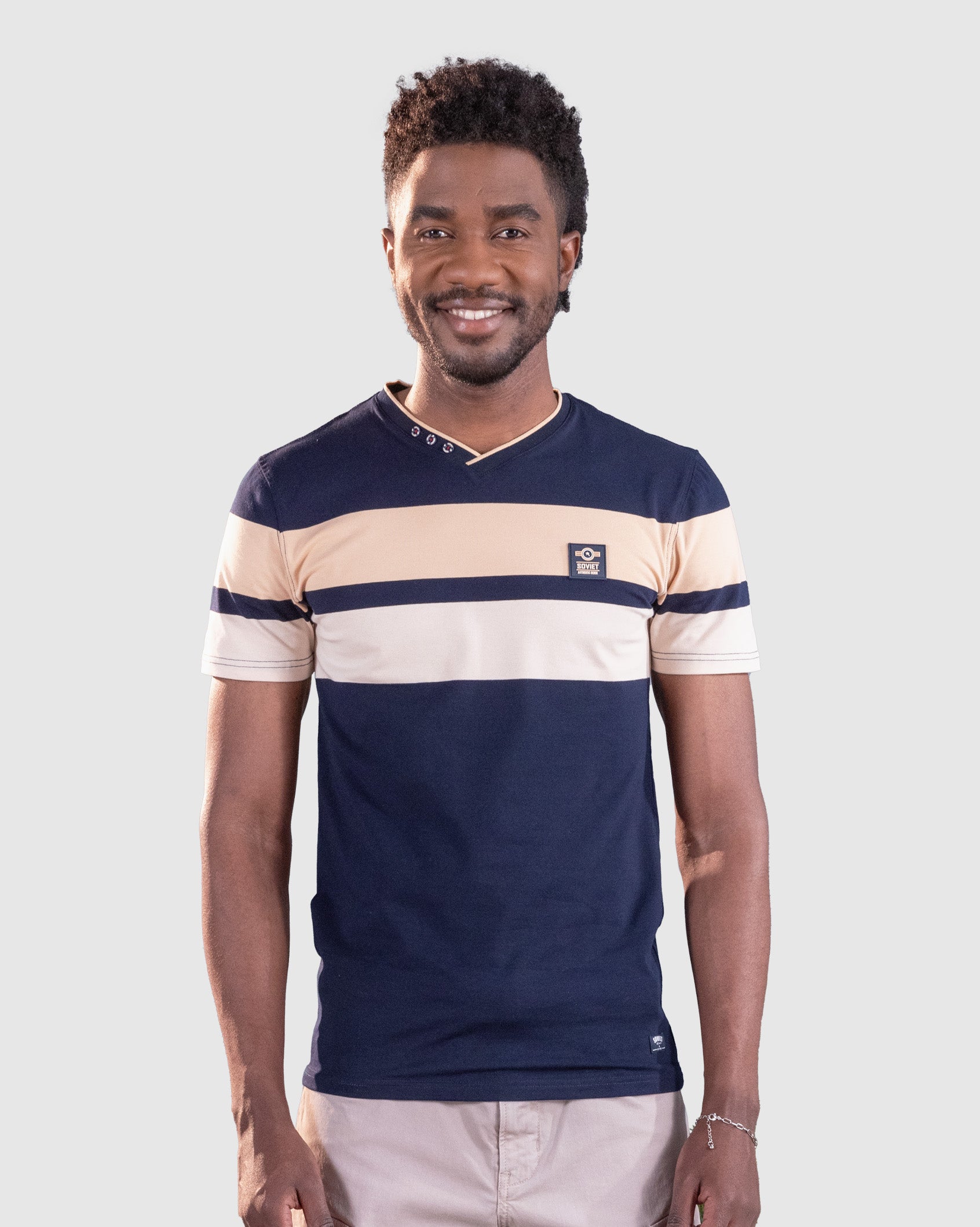 Mens Fynch - V-Neck Colourblock Tee