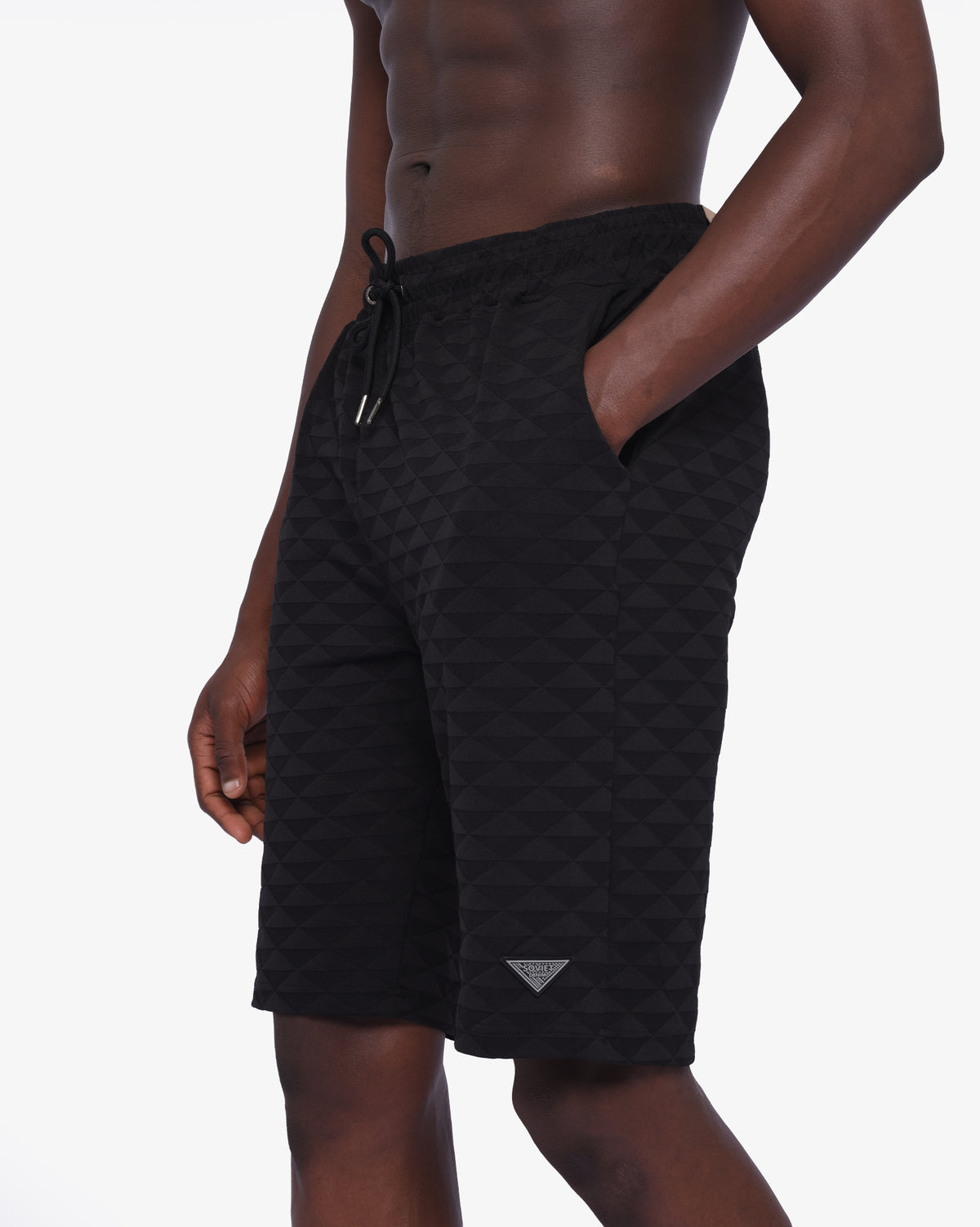 Men's black Ford track shorts by Soviet, featuring athletic design and comfortable fit, suitable for sports and casual wear.