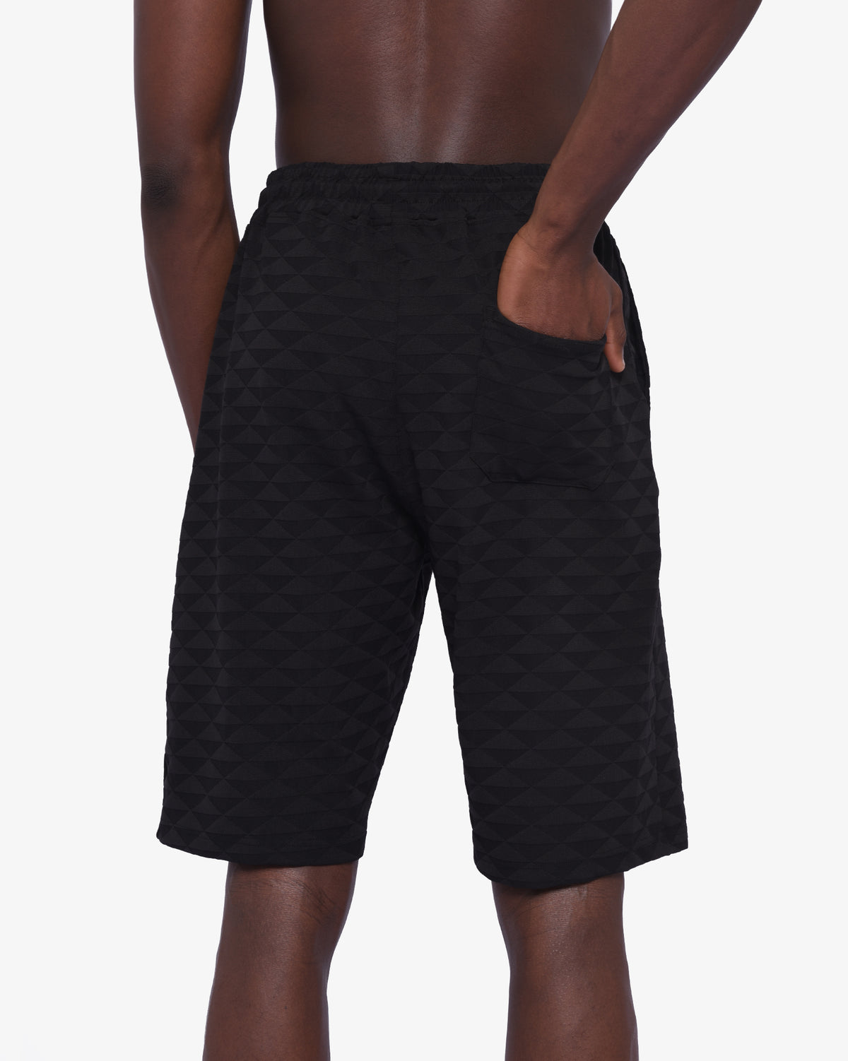 Black men's Ford track shorts by Soviet displayed on a mannequin, showing the relaxed athletic fit and sporty design.