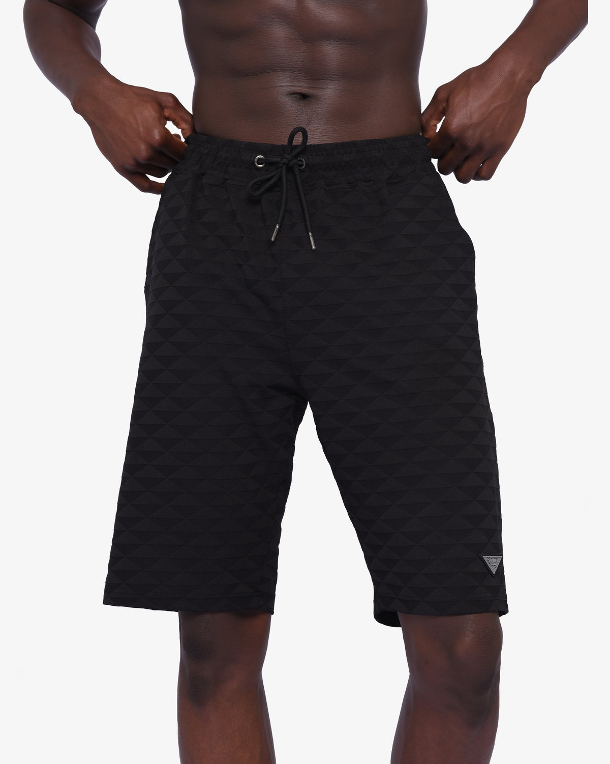 Men's black Ford track shorts by Soviet, featuring lightweight athletic fabric and adjustable waistband for active wear.