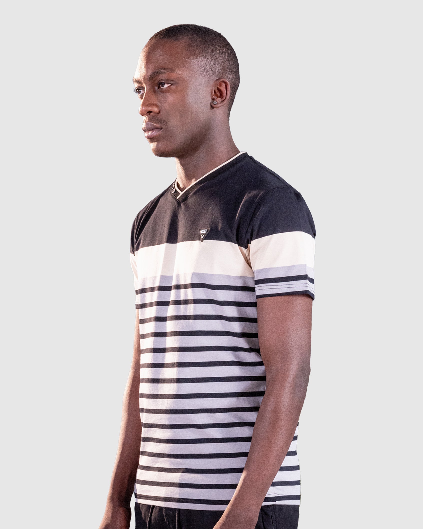 Mens Grand - Striped V-Neck Tee