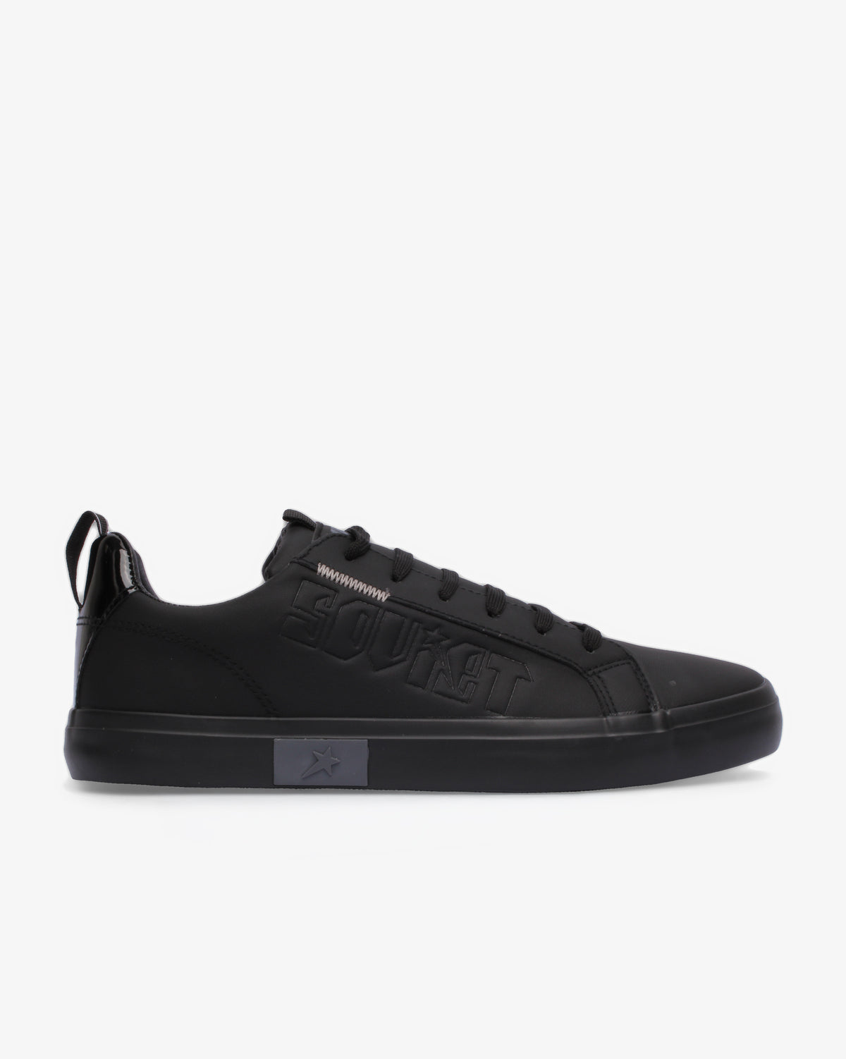Men's Hollywood low cut PU sneaker by Soviet, black footwear with monochrome design, showcasing stylish casual sneaker style.