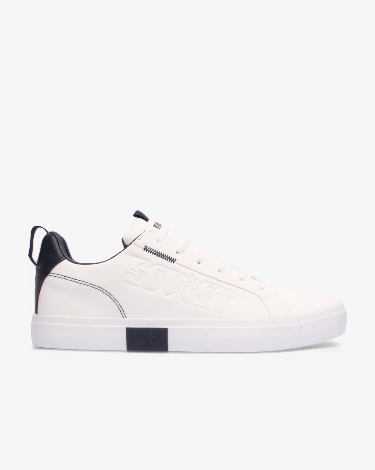 Men's Hollywood low cut PU sneaker by Soviet, showing white leather footwear with stylish design and white rubber sole.
