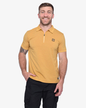 Men's Soviet Honor zip-up golfer in khaki, lightweight apparel with a sleek design, perfect for casual or golf wear.