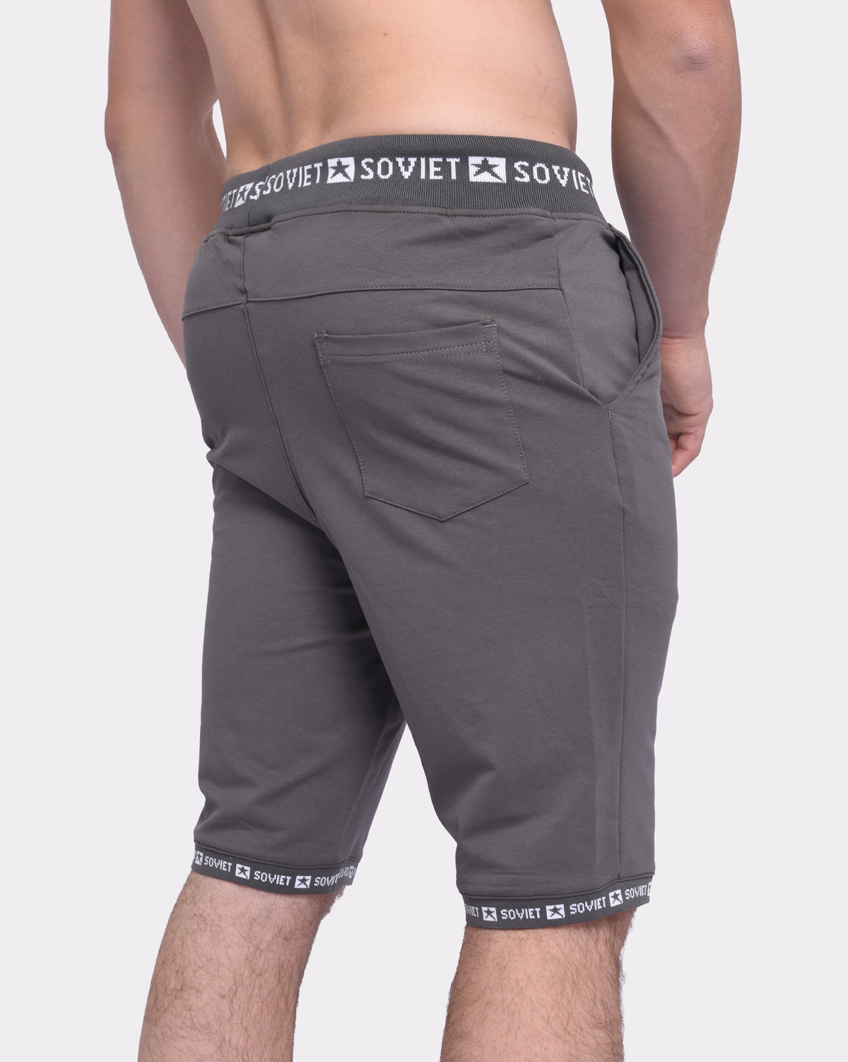 Men's Soviet Keeper track shorts in anthracite color, featuring athletic design and comfortable fit for active wear.