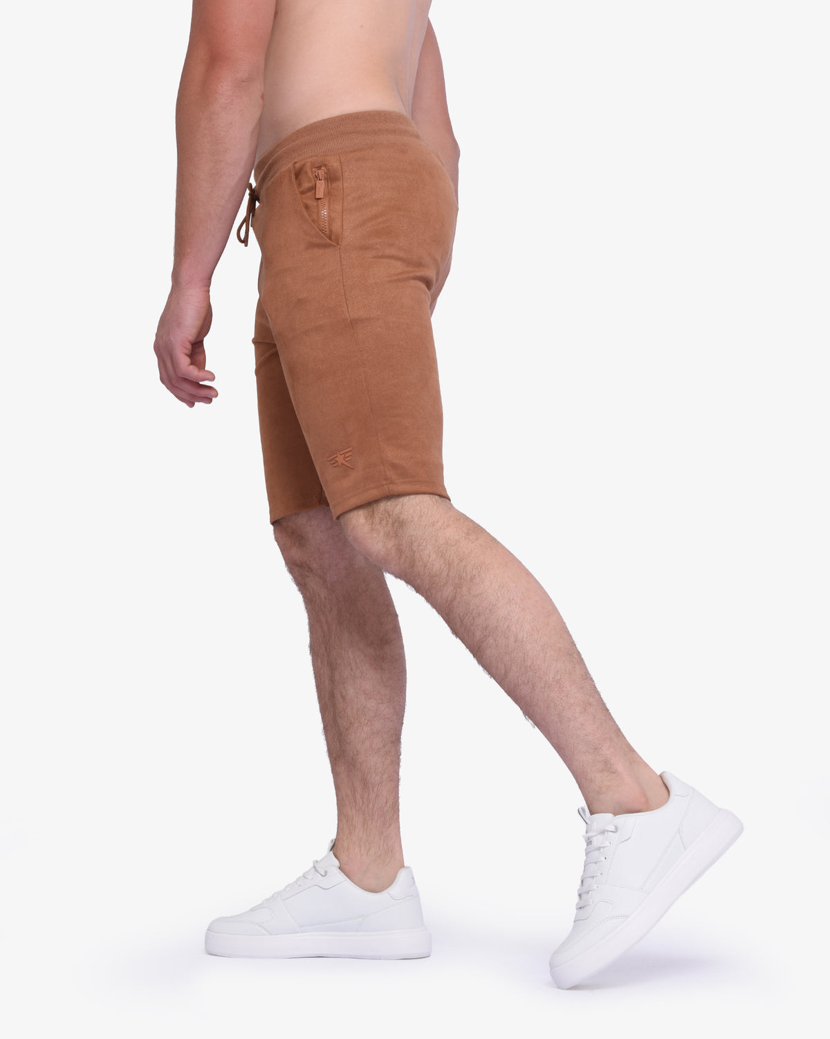 Men's velvety track shorts featuring Soviet branding, lightweight athletic apparel with a relaxed fit and comfortable waistband.