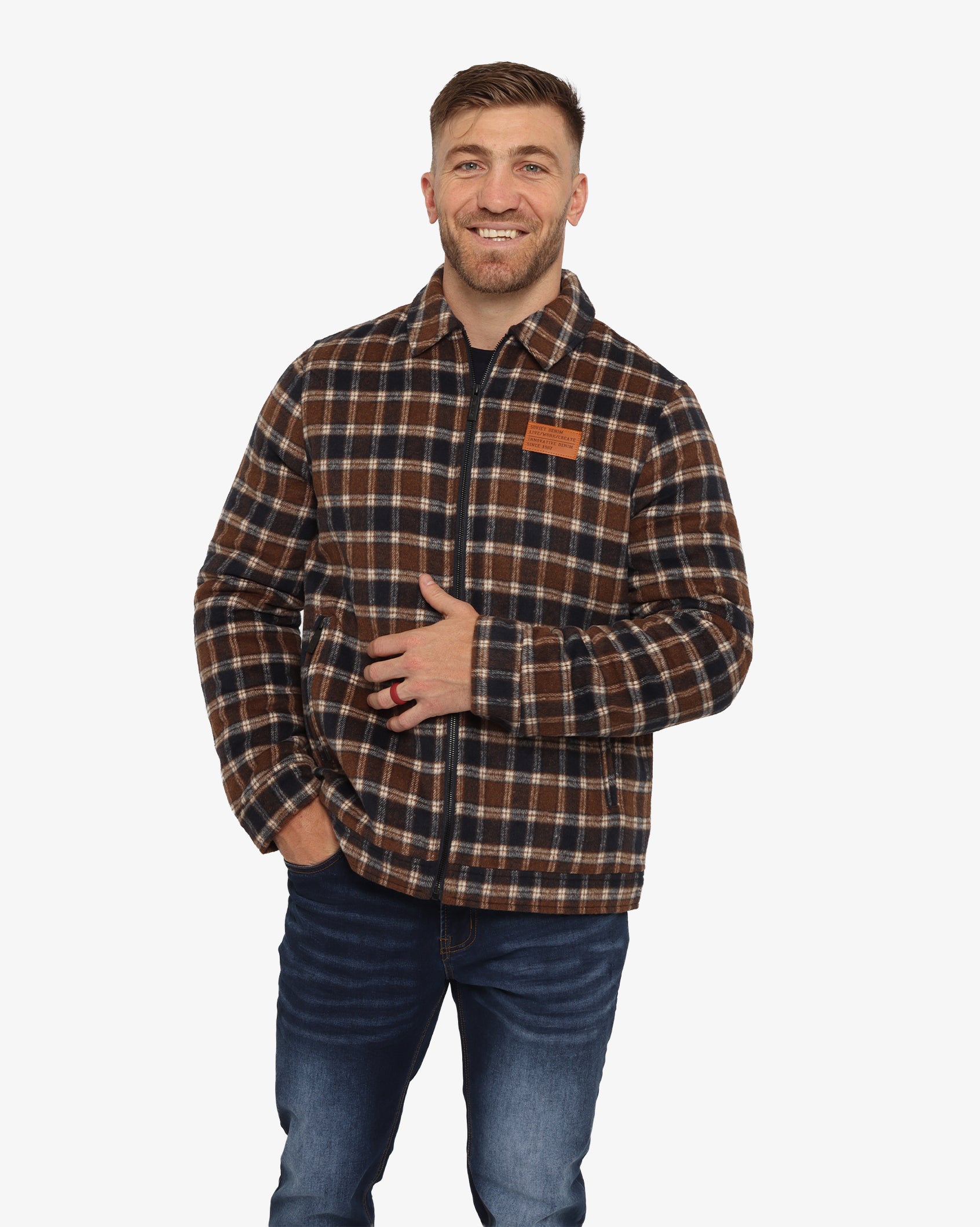 Mens Sylas - Zip Through Check Jacket